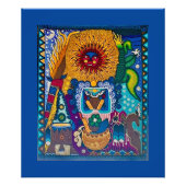Farbenfrohe Sun Huichol Art Fotodruck (Vorne)