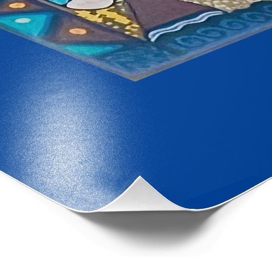 Farbenfrohe Sun Huichol Art Fotodruck (Ecke)