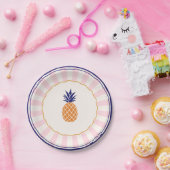 Farbenfrohe Sunburst Retro Ananas Teller (Party)