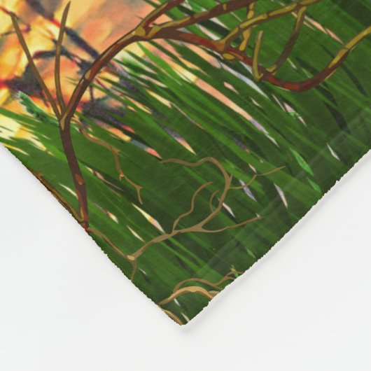 Farbenfrohe Sunny Lake Scene Fleecedecke (Ecke)