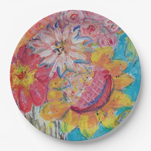 Farbenfrohe Suns von Lydias Art Sangria Pappteller (Vorderseite)