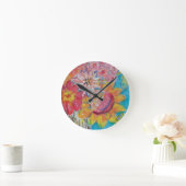 Farbenfrohe Suns von Lydias Art Sangria Runde Wanduhr (Zuhause)