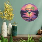 Farbenfrohe Sunset Margarita Große Wanduhr