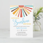 Farbenfrohe Sunshine Boho Babydusche Einladung (Stehend Vorderseite)