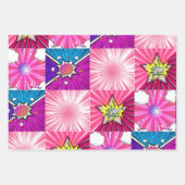 Farbenfrohe Superherd Comic Pop Hintergrund Geschenkpapier Set (Vorderseite 2)