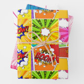 Farbenfrohe Superherd Comic Pop Hintergrund Geschenkpapier Set (Beispiel)