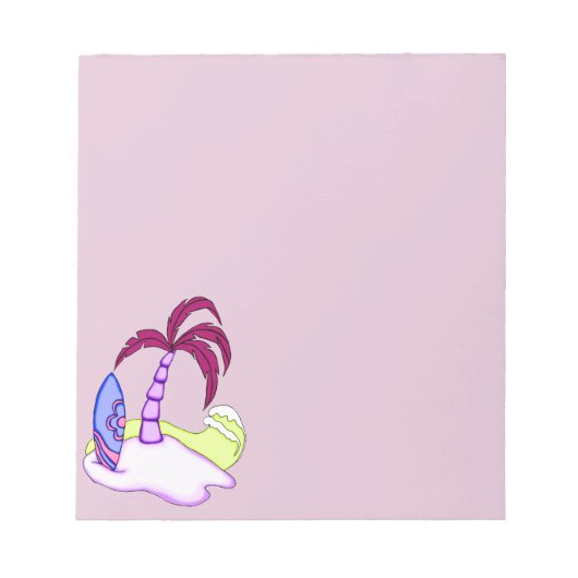 Farbenfrohe Surfboard Island 3 Notepad Notizblock (Vorderseite)