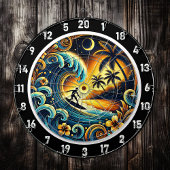 Farbenfrohe Surfer in tropischen Farben Dartscheibe