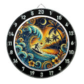 Farbenfrohe Surfer in tropischen Farben Dartscheibe (vorne)