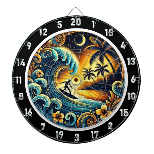 Farbenfrohe Surfer in tropischen Farben Dartscheibe (vorne)