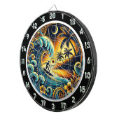 Farbenfrohe Surfer in tropischen Farben Dartscheibe (Vorderseite rechts)