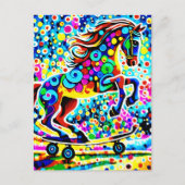 Farbenfrohe Surreal Horn Skateboarding Postkarte (Vorderseite)