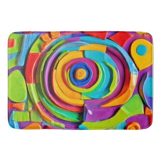 Farbenfrohe Surreal-Skulptur Badematte (Vorderseite)