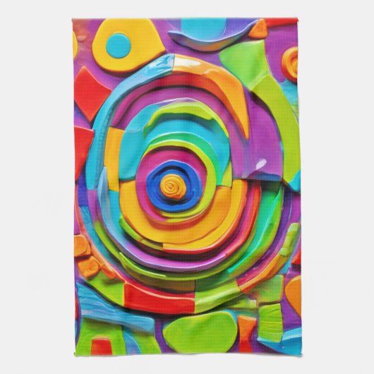 Farbenfrohe Surreal-Skulptur Geschirrtuch (Vertikal)