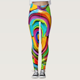 Farbenfrohe Surreal-Skulptur Leggings