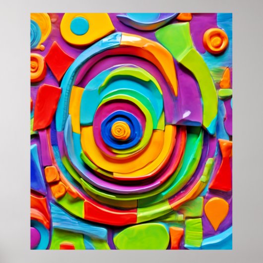 Farbenfrohe Surreal-Skulptur Poster (Vorne)
