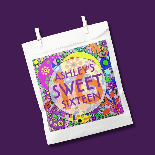 Farbenfrohe Süße 16 Geburtstag Geschenktütchen