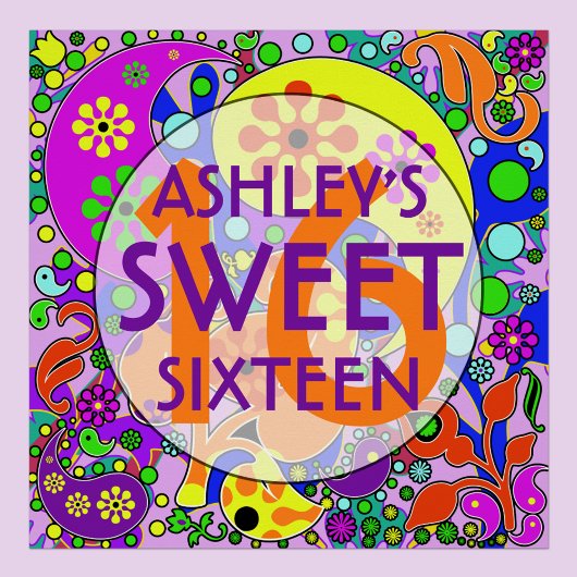 Farbenfrohe Süße 16 Geburtstag Poster