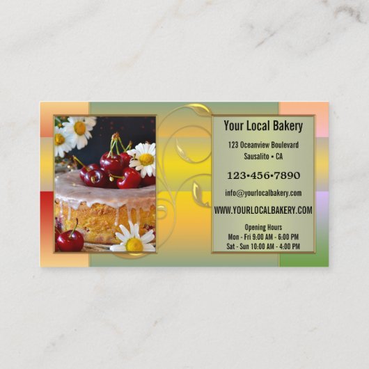 Farbenfrohe süße Bäckerei Dessert Foto Visitenkarte (Rückseite)