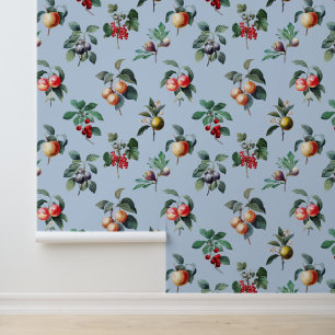 Farbenfrohe süße botanische Vintage Frucht auf bla Tapete