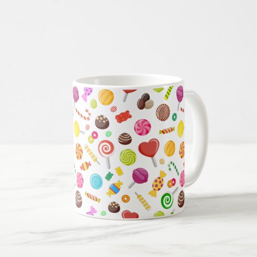 Farbenfrohe süße Candy Sortiment Muster Kaffeetasse (VorderseiteRechts)