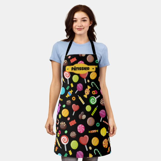 Farbenfrohe süße Candy Sortiment Muster Schürze (Getragen)