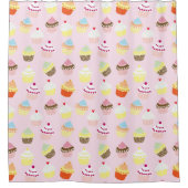 Farbenfrohe süße Cupcakes Muster Duschvorhang (Vorderseite)