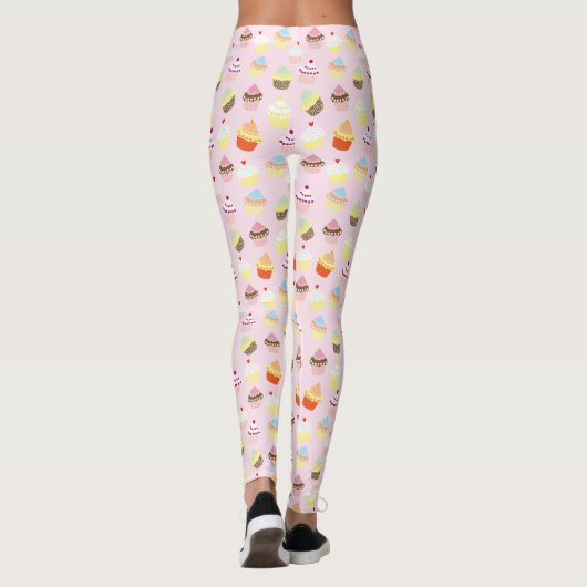 Farbenfrohe süße Cupcakes Muster Leggings (Rückseite)