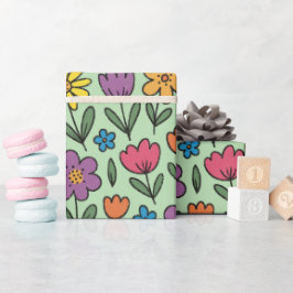 Farbenfrohe süße Frühlingsblumen Geschenkpapier Ro