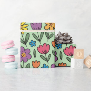 Farbenfrohe süße Frühlingsblumen Geschenkpapier Ro