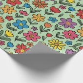 Farbenfrohe süße Frühlingsblumen Geschenkpapier Ro (Ecke)