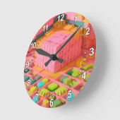 Farbenfrohe Süße Runde Wanduhr (Winkel)