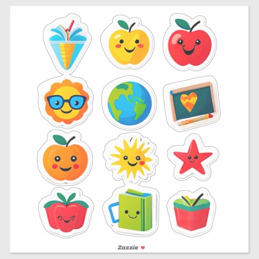 Farbenfrohe süße Schulsticker-Set Aufkleber (Blatt)