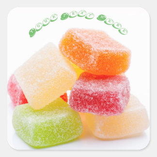 farbenfrohe Süßigkeiten auf Gummy Square Quadratischer Aufkleber