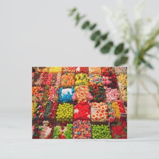 Farbenfrohe Süßigkeiten Postkarte (Stehend Vorderseite)