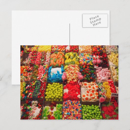 Farbenfrohe Süßigkeiten Postkarte (Vorne/Hinten)