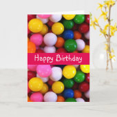 Farbenfrohe Süßigkeiten Regenbogen Gum Balls Gebur Karte (Gelbe Blume)