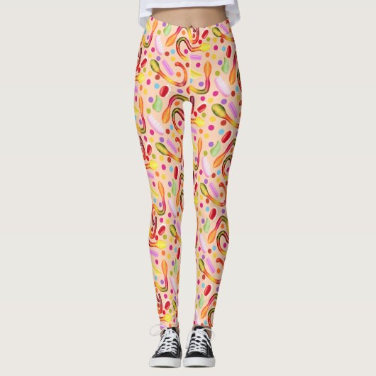 Farbenfrohe Süßwaren Leggings (Vorderseite)