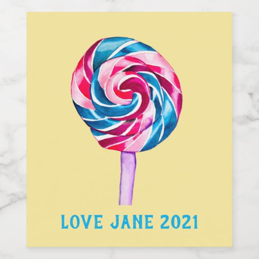 Farbenfrohe Süßwarenkunst Weinetikett (Einzelnes Label)