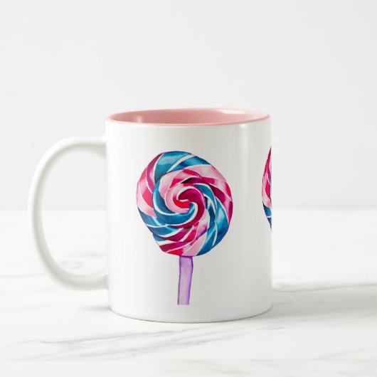 Farbenfrohe Süßwarenkunst Zweifarbige Tasse (Links)
