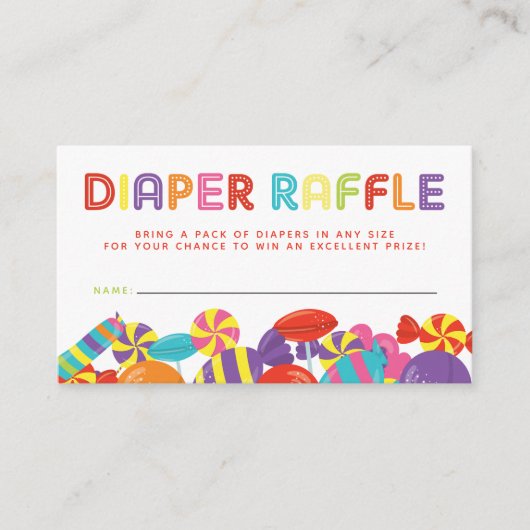 Farbenfrohe Sweet Candy Babydusche Windelwindeln Begleitkarte (Vorderseite)