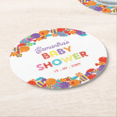 Farbenfrohe Sweet Fun Candy Baby Dusche Runder Pappuntersetzer (Angewinkelt)