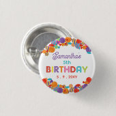 Farbenfrohe Sweet Fun Candy Birthday Party Button (Vorne & Hinten)