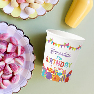 Farbenfrohe Sweet Fun Candy Thema Geburtstagsparty Pappbecher