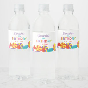 Farbenfrohe Sweet Fun Candy Thema Geburtstagsparty Wasserflaschenetikett