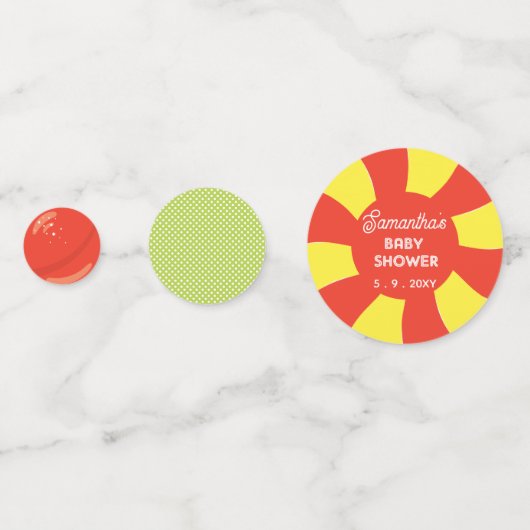 Farbenfrohe Sweet Fun Candy Theme Kinderdusche Konfetti (Rückseiten)