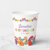 Farbenfrohe Sweet Fun Candy Theme Kinderdusche Pappbecher (Rückseite)