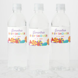 Farbenfrohe Sweet Fun Candy Theme Kinderdusche Wasserflaschenetikett