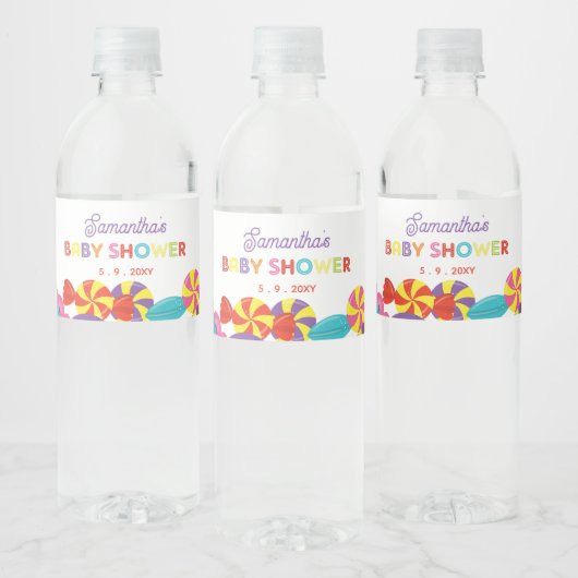 Farbenfrohe Sweet Fun Candy Theme Kinderdusche Wasserflaschenetikett (Flaschen)