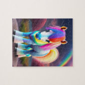 Farbenfrohe Sweet Pony mit Regenbogen, Neon Lights Puzzle (Horizontal)